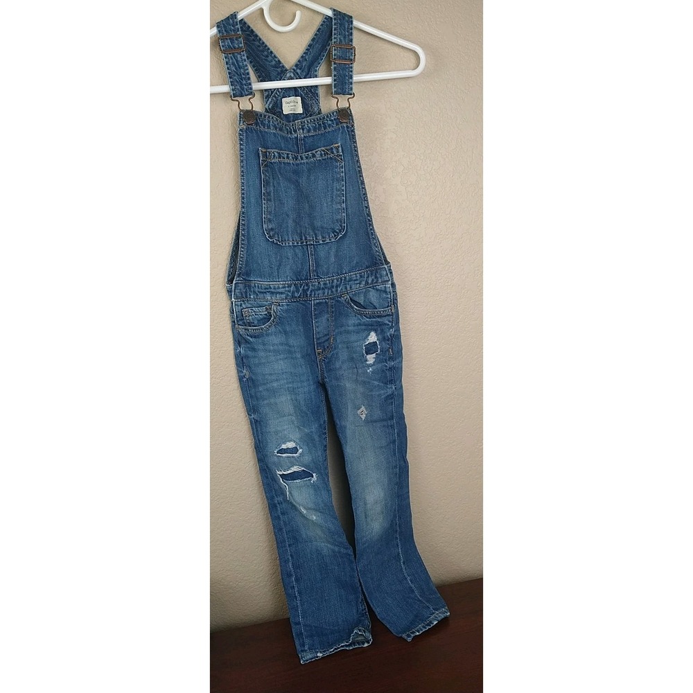 GAP Kids Girls Size S   Distressed Blue Denim Overalls Bib Pants